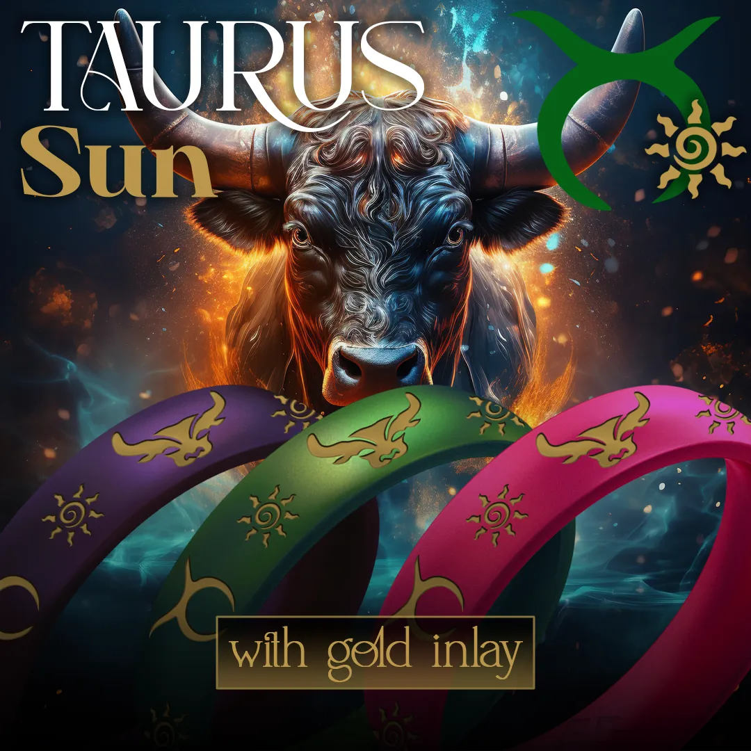 Taurus Sun Silicone Ring with Gold Inlay