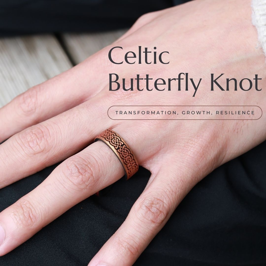 Celtic Butterfly Knot Silicone Ring on Dual Layer 6mm