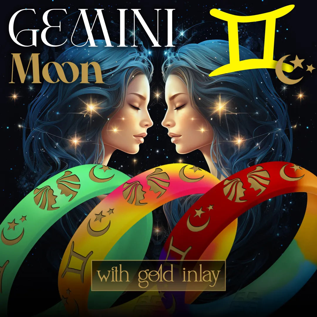 Gemini Moon Silicone Ring with Gold Inlay