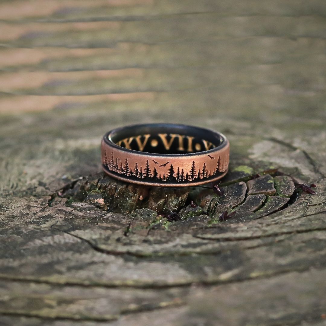 Knot Theory Gold Forest Silicone Ring For Men - Size 13 Breathable Dual Layer Wedding Band