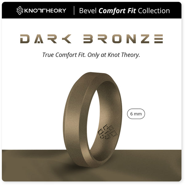 Dark Bronze Bevel Edge Breathable Silicone Ring For Men and Women