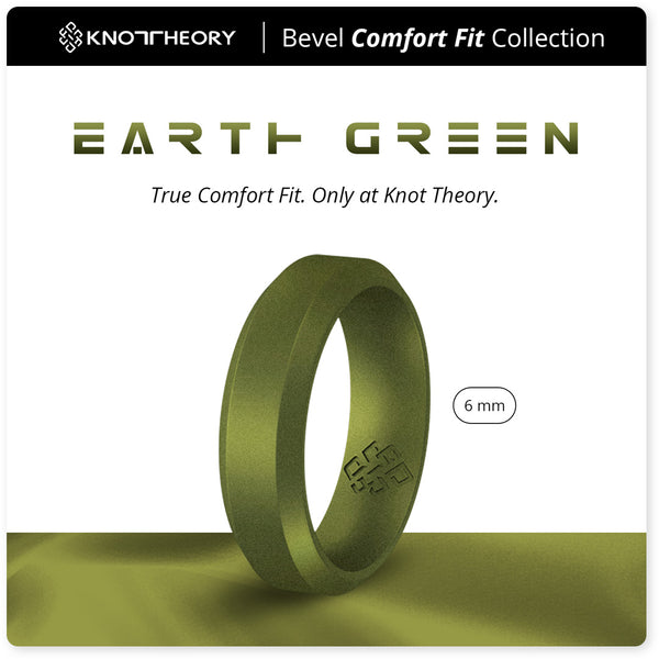 Earth Green Bevel Edge Breathable Silicone Ring