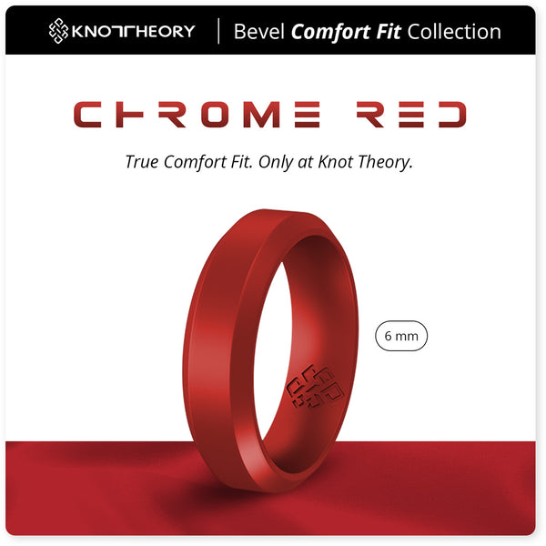 Satin Red Bevel Edge Breathable Silicone Ring for Men and Women