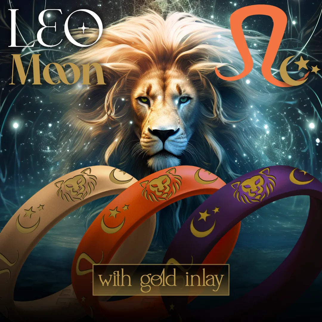 Leo Moon Silicone Ring with Gold Inlay