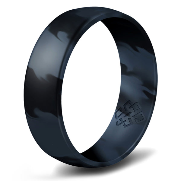 Black Marble Breathable Silicone Ring for Men