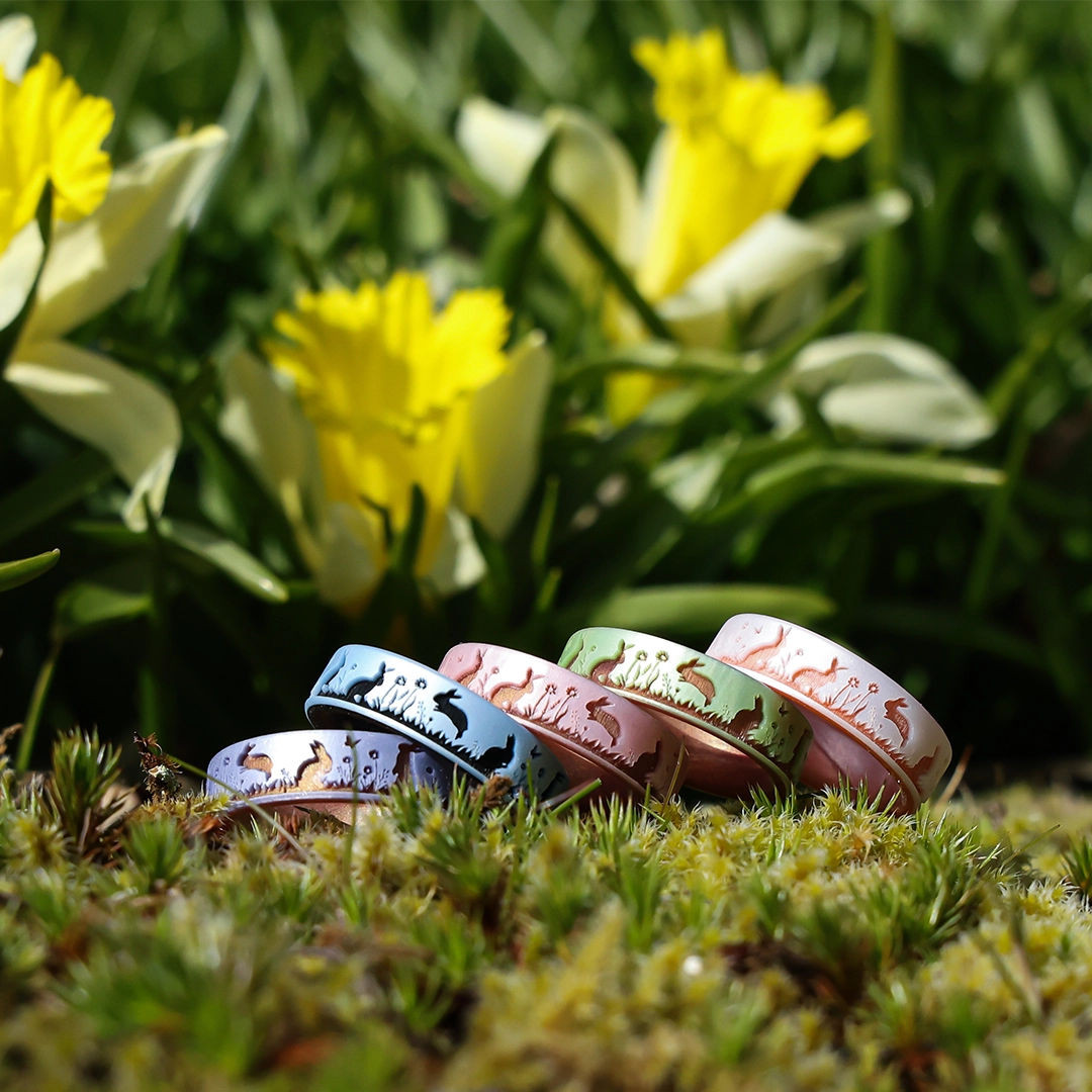 Bunnies Silicone Ring on Gold Dual Layer 6mm