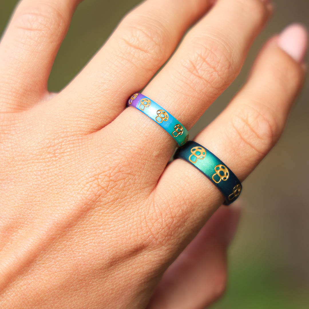 Gold Mushroom Silicone Ring on Arc 6mm