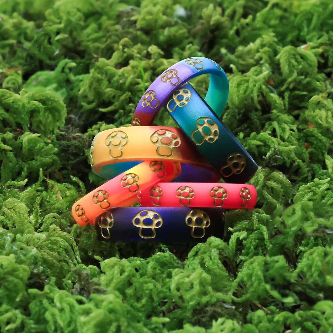 Gold Mushroom Silicone Ring on Arc 6mm