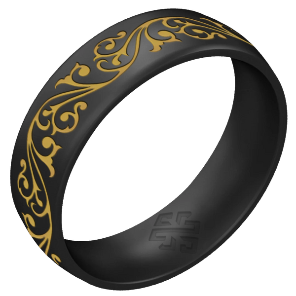 Gold Filigree Silicone Wedding Ring on Arc 6mm