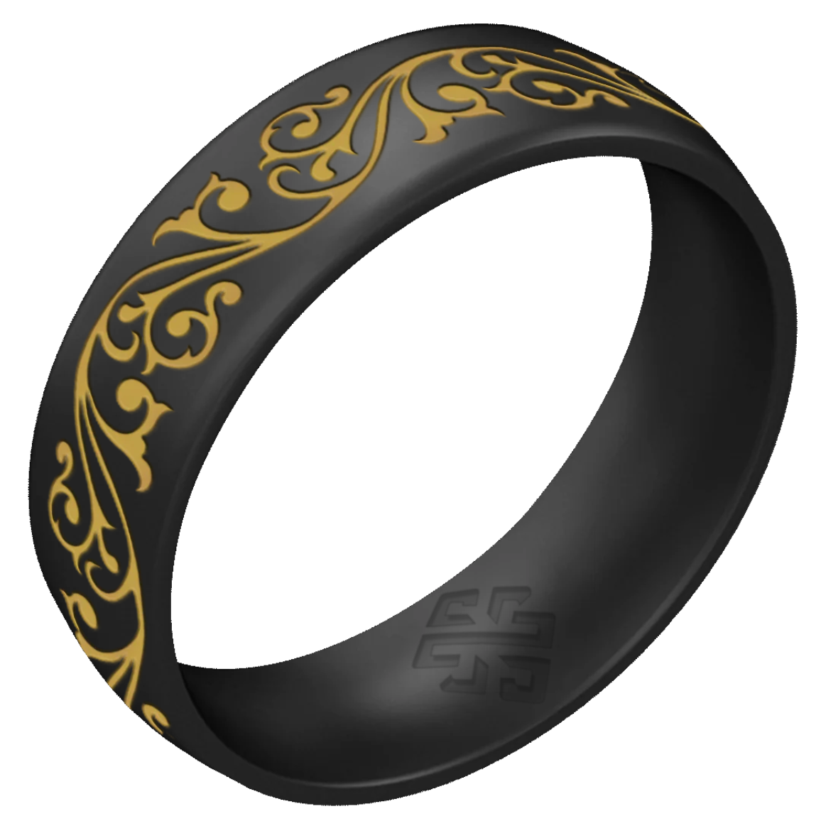 Gold Filigree Silicone Wedding Ring on Arc 6mm