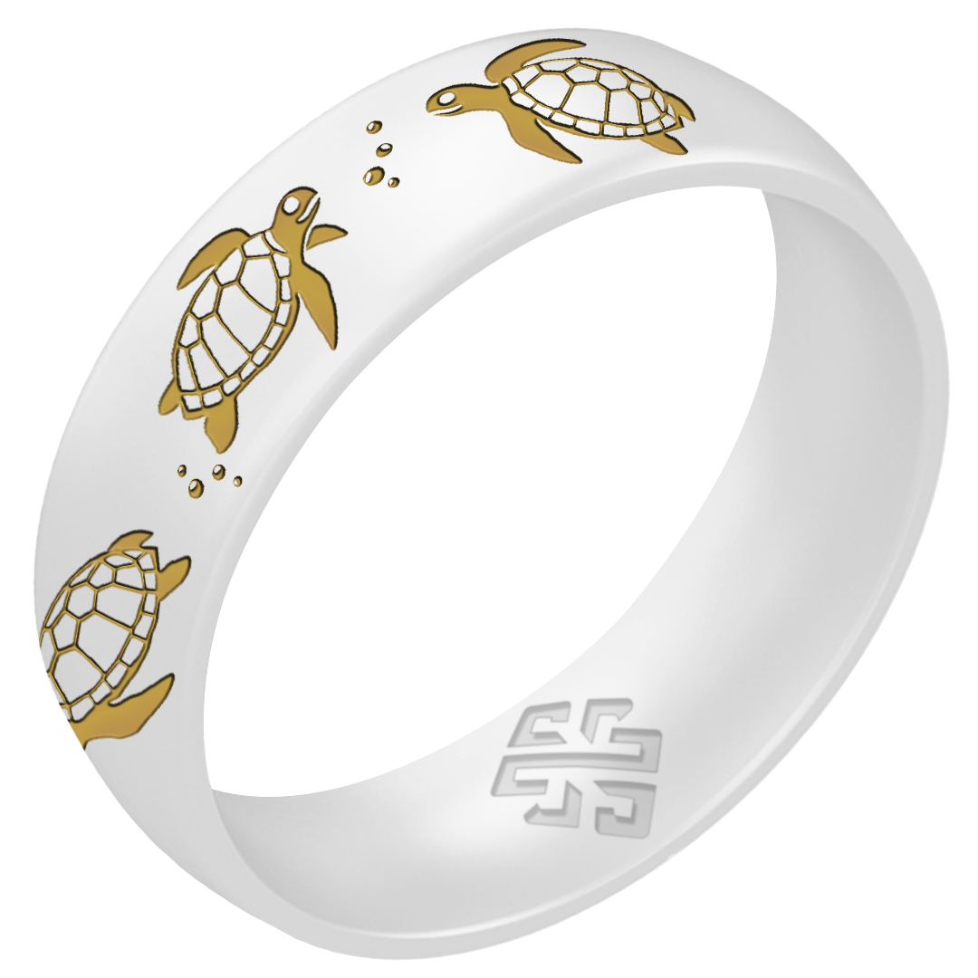 Gold Sea Turtles Silicone Ring on Arc 6mm