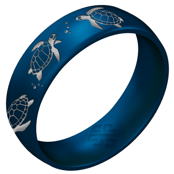 Silver Sea Turtles Silicone Ring on Arc 6mm