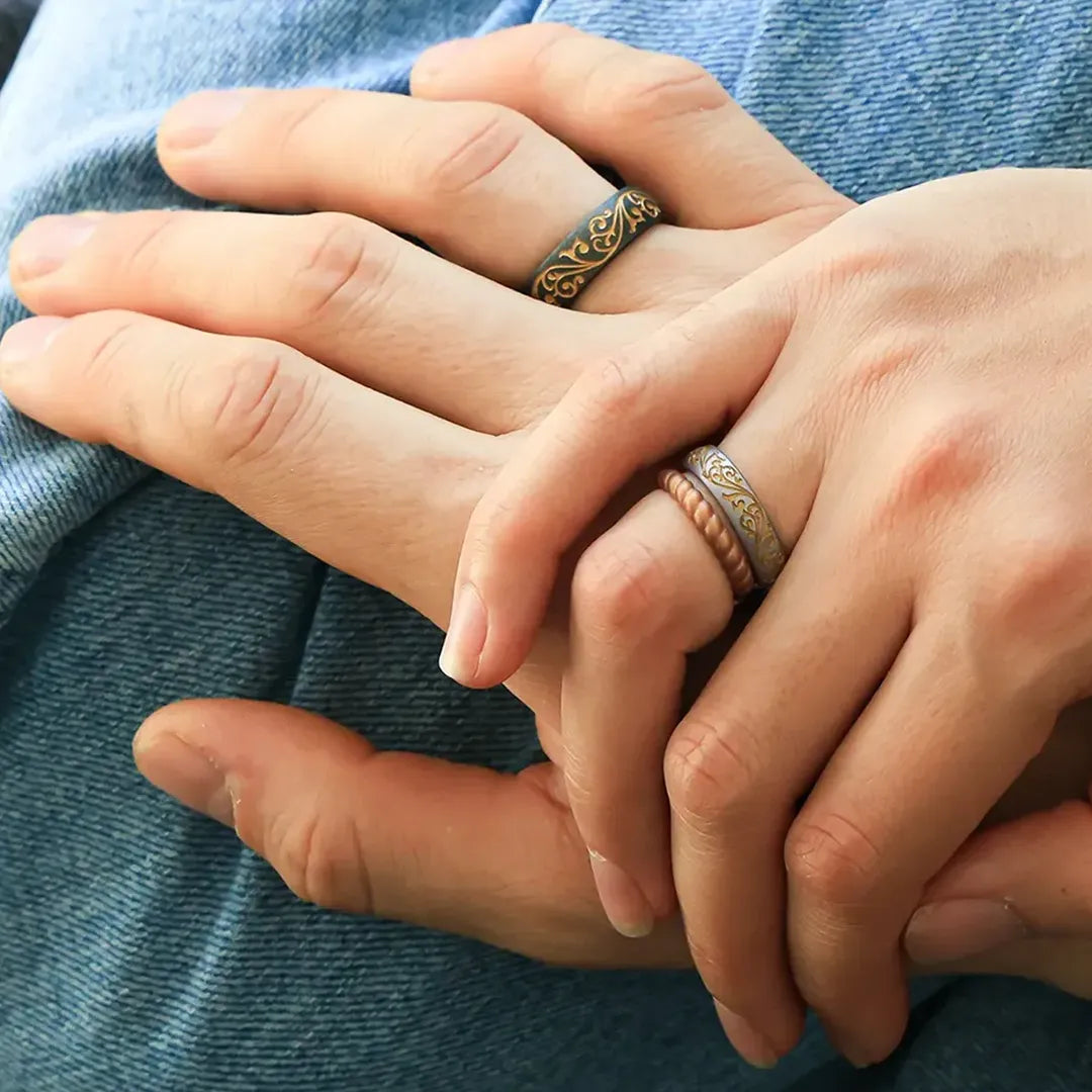 Gold Filigree Silicone Ring on Arc 6mm
