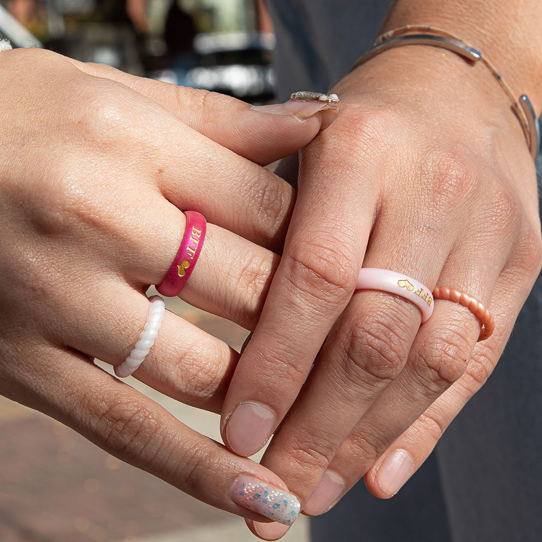 Custom Engraved Silicone Rings in Silver and More Colours