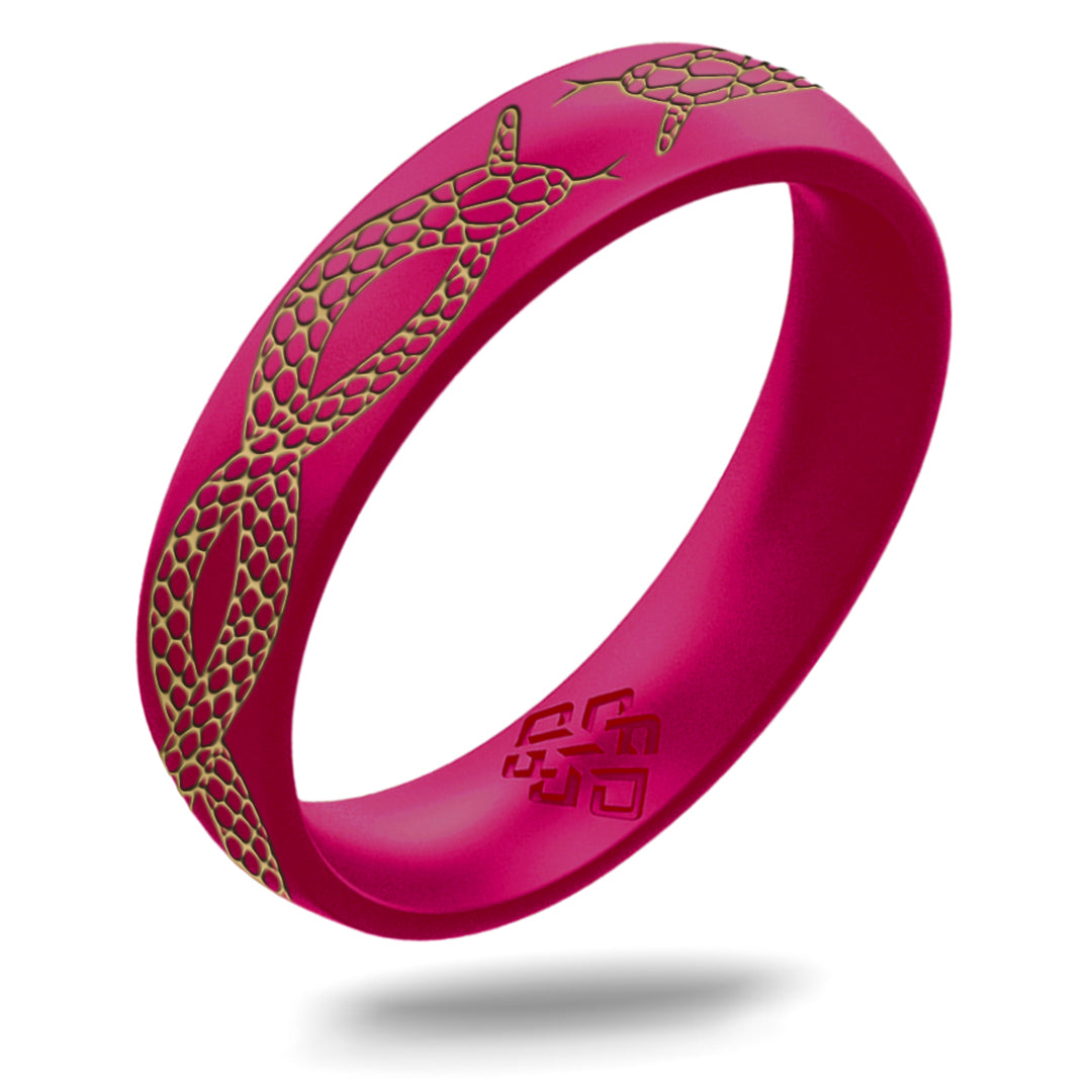 Gold Snakes Silicone Ring, Arc 4mm Engraved