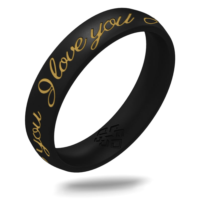 I Love You Silicone Ring, Engraved with Gold Inlay - Arc 4mm