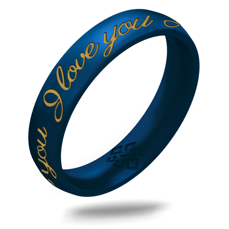 I Love You Silicone Ring, Engraved with Gold Inlay - Arc 4mm