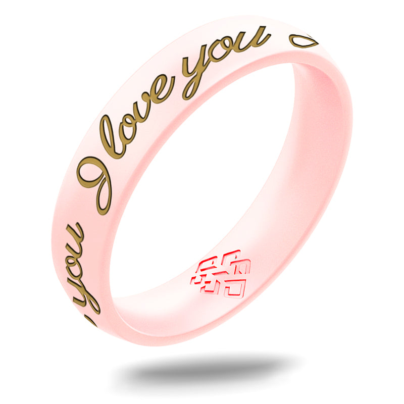 I Love You Silicone Ring, Engraved with Gold Inlay - Arc 4mm