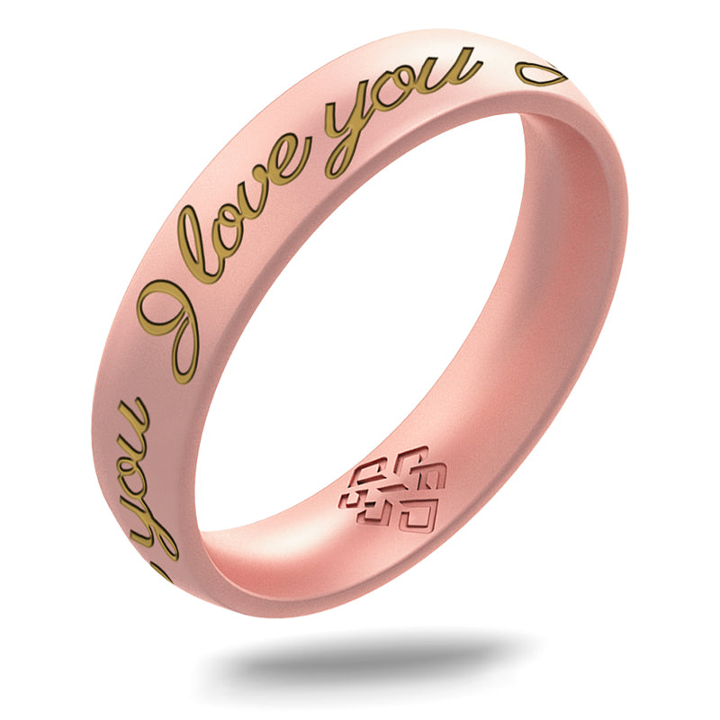 I Love You Silicone Ring, Engraved with Gold Inlay - Arc 4mm