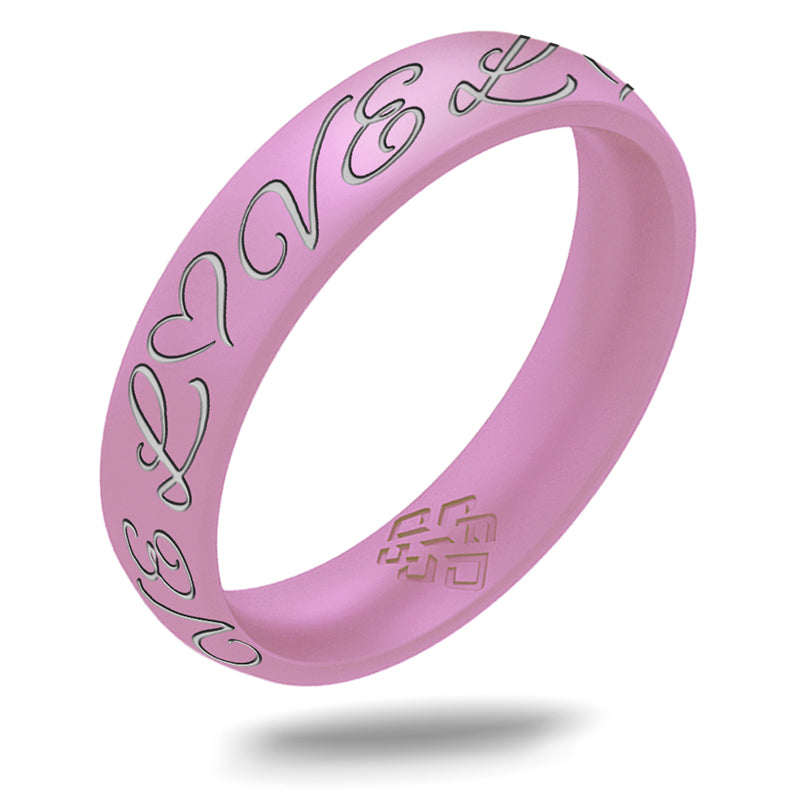 LOVE Silicone Ring, Engraved with Gold Inlay - Arc 4mm