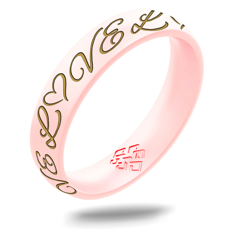 LOVE Silicone Ring, Engraved with Gold Inlay - Arc 4mm