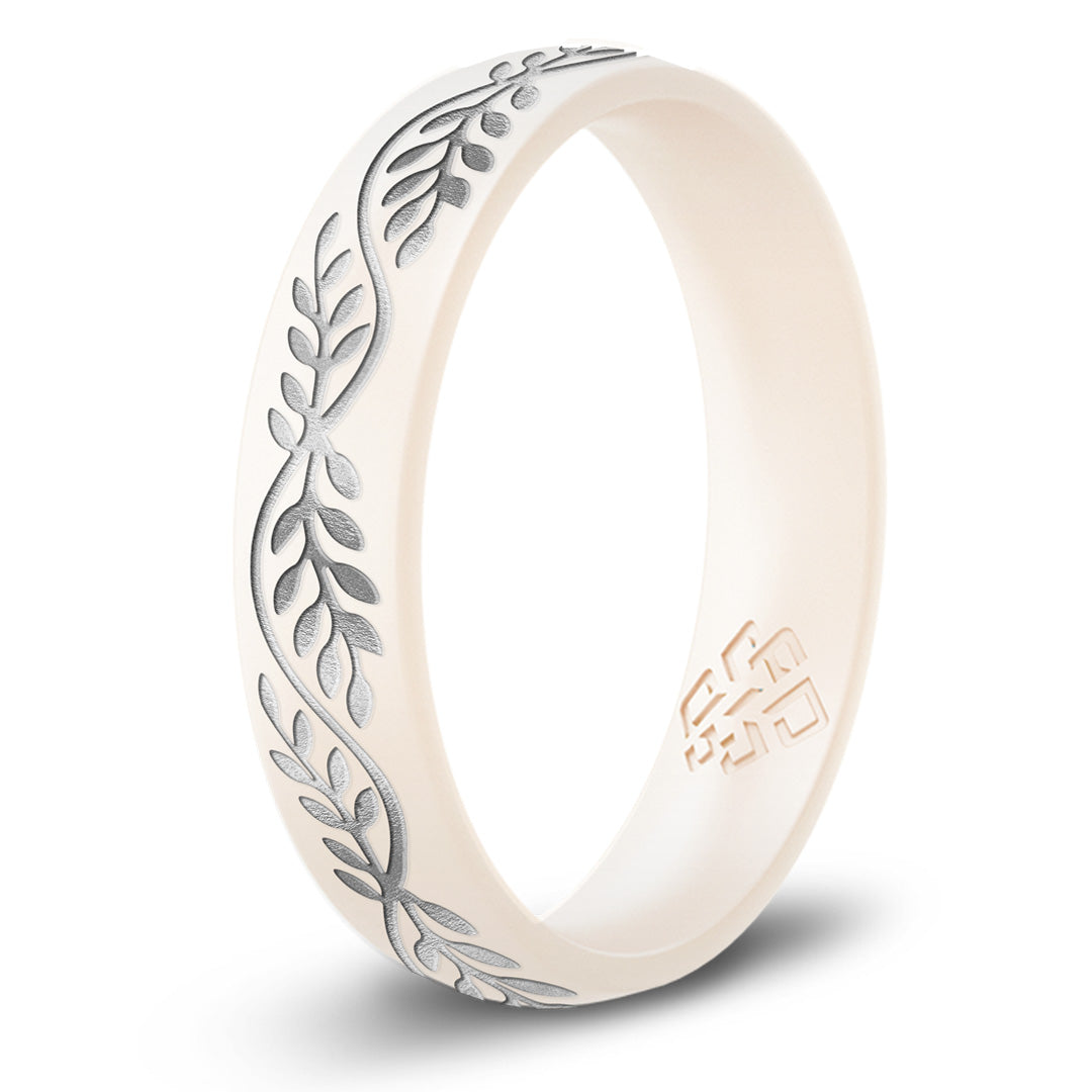 Laurel Silicone Ring, Engraved with Silver Inlay - Arc 4mm