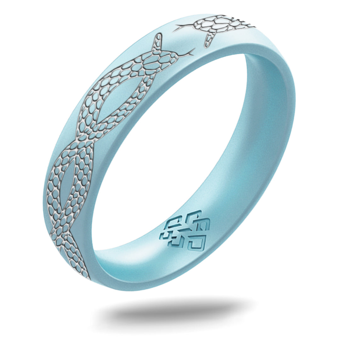 Silver Snakes Silicone Ring, Arc 4mm Engraved