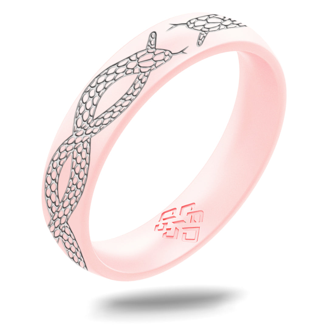 Silver Snakes Silicone Ring, Arc 4mm Engraved