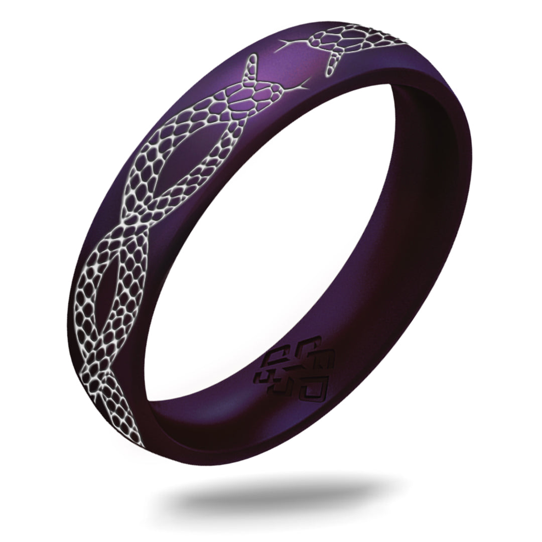 Silver Snakes Silicone Ring, Arc 4mm Engraved