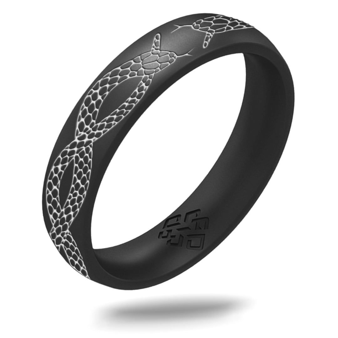 Silver Snakes Silicone Ring, Arc 4mm Engraved