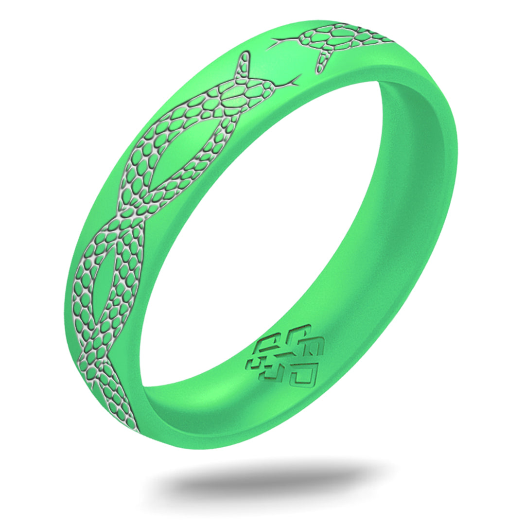 Silver Snakes Silicone Ring, Arc 4mm Engraved