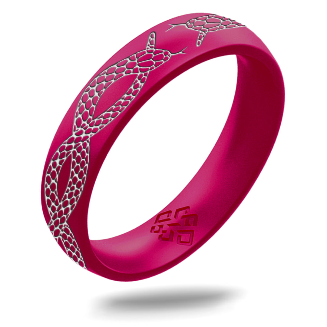 Silver Snakes Silicone Ring, Arc 4mm Engraved