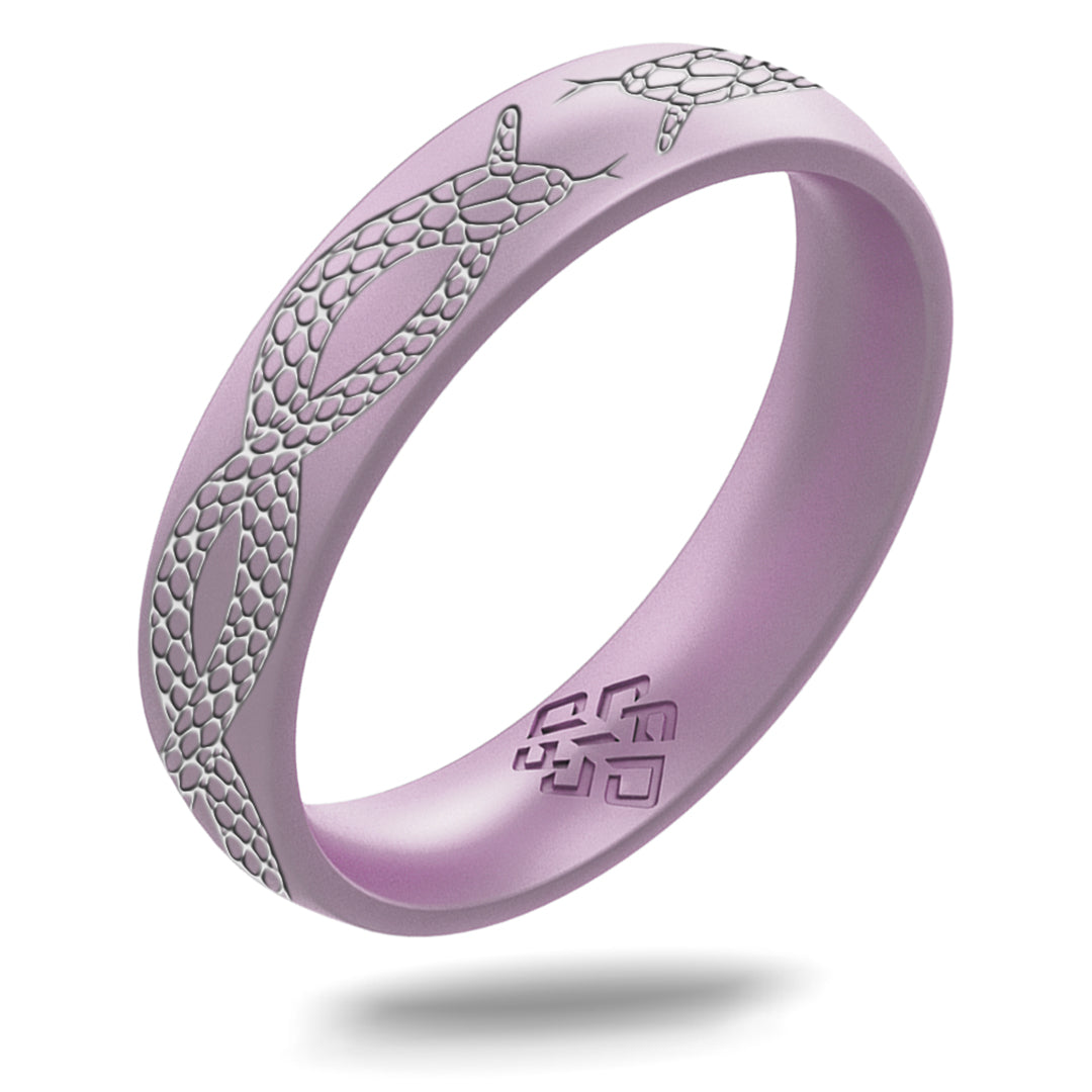 Silver Snakes Silicone Ring, Arc 4mm Engraved