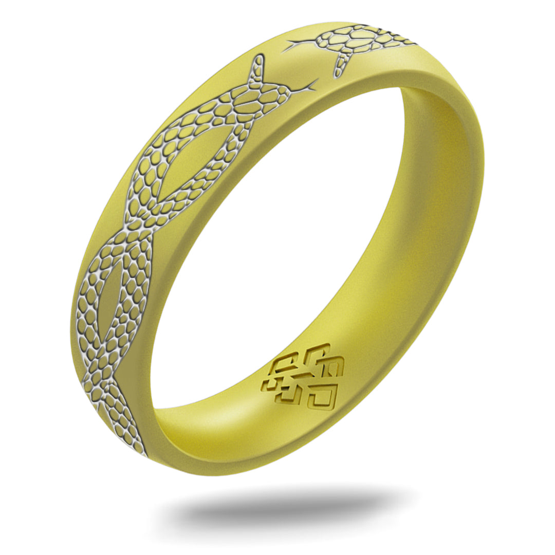 Silver Snakes Silicone Ring, Arc 4mm Engraved