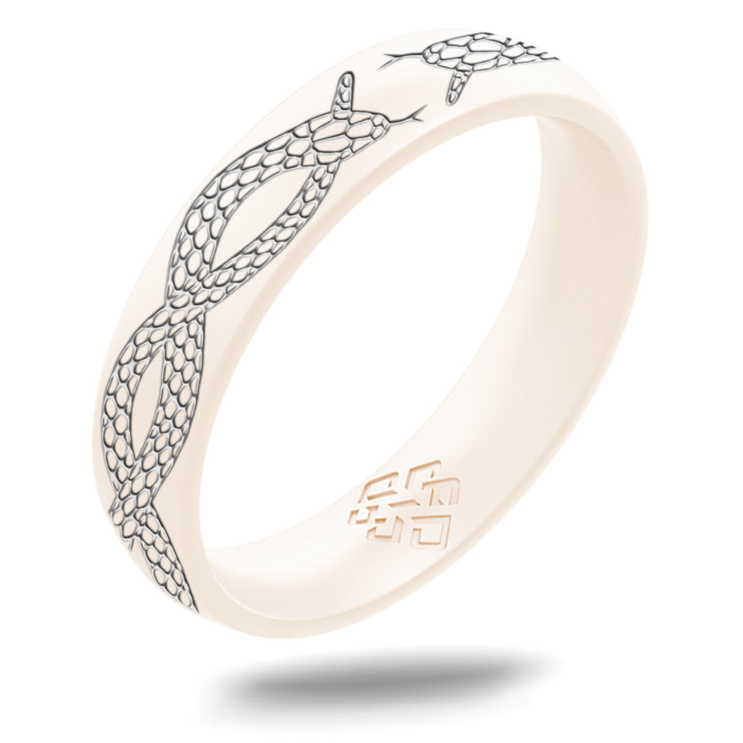 Silver Snakes Silicone Ring, Arc 4mm Engraved