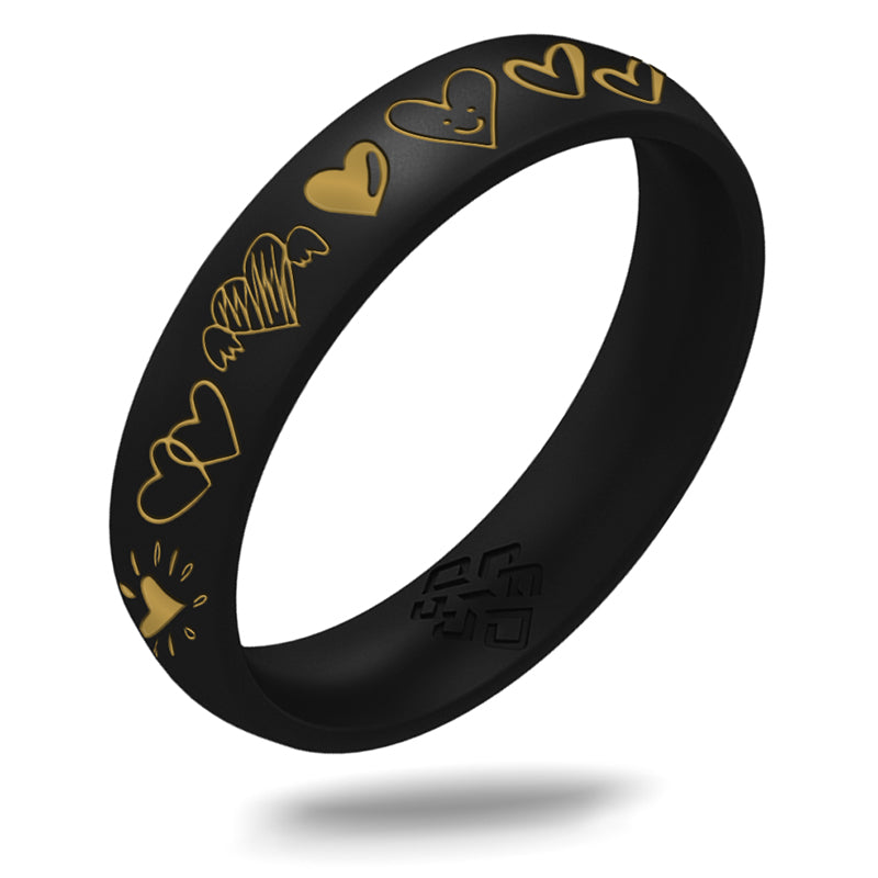 Gold 12 Hearts Silicone Ring on Arc 4mm