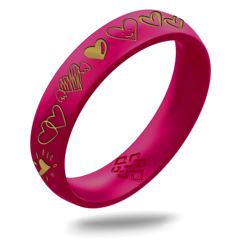Gold 12 Hearts Silicone Ring on Arc 4mm