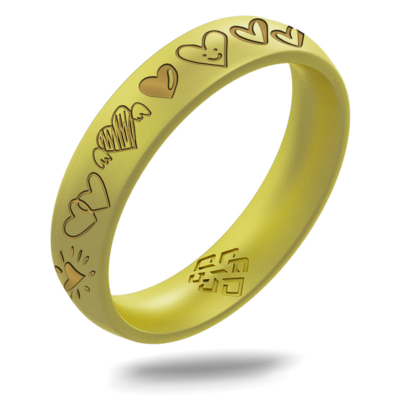 Gold 12 Hearts Silicone Ring on Arc 4mm