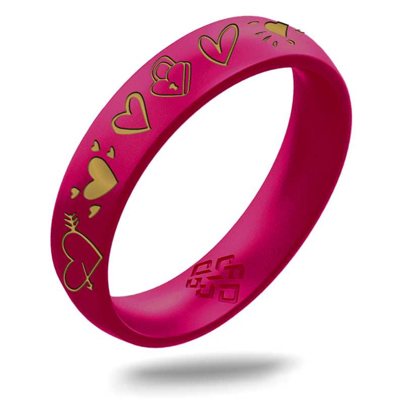 Gold 12 Hearts Silicone Ring on Arc 4mm