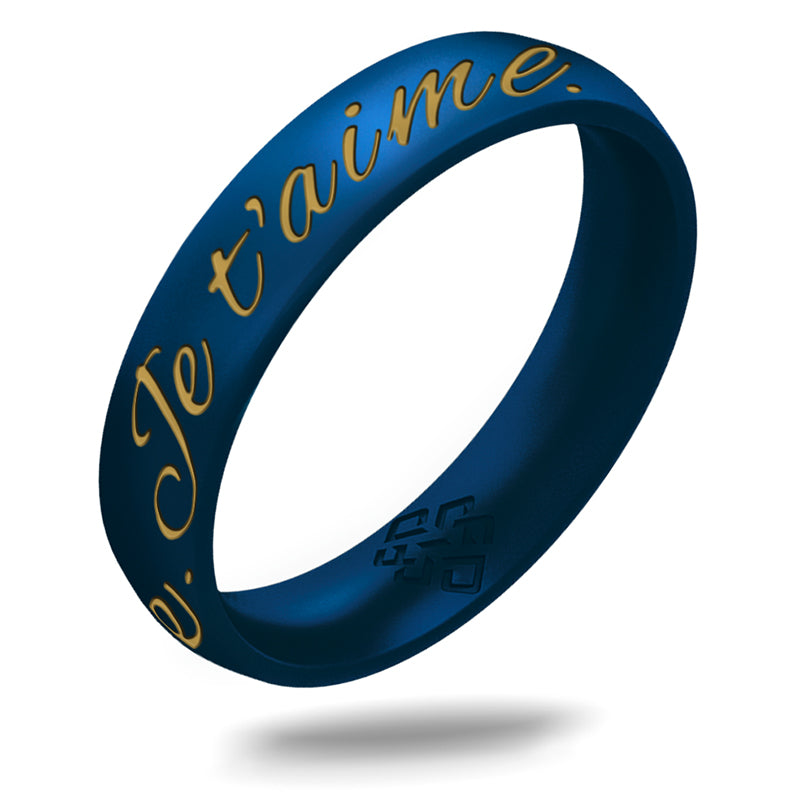 Gold Je t'aime Silicone Ring on Arc 4mm