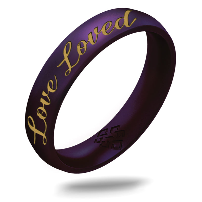 You're Loved Silicone Ring, Engraved with Gold Inlay - Arc 4mm