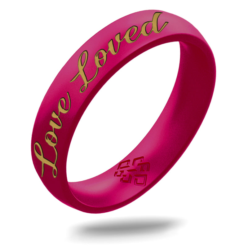 You're Loved Silicone Ring, Engraved with Gold Inlay - Arc 4mm