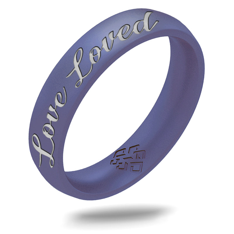 Silver You're Loved Silicone Ring on Arc 4mm