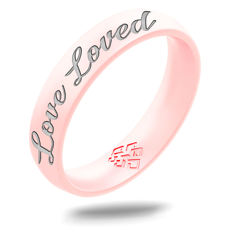 Silver You're Loved Silicone Ring on Arc 4mm