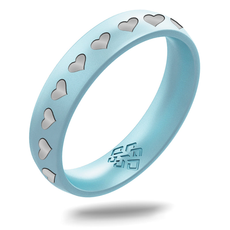 Hearts of Silver Silicone Ring, Engraved with Silver Inlay - Arc 4mm