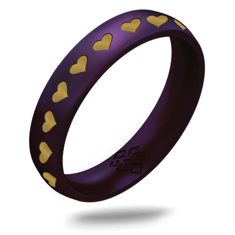 Hearts of Gold Silicone Ring, Engraved with Gold Inlay - Arc 4mm