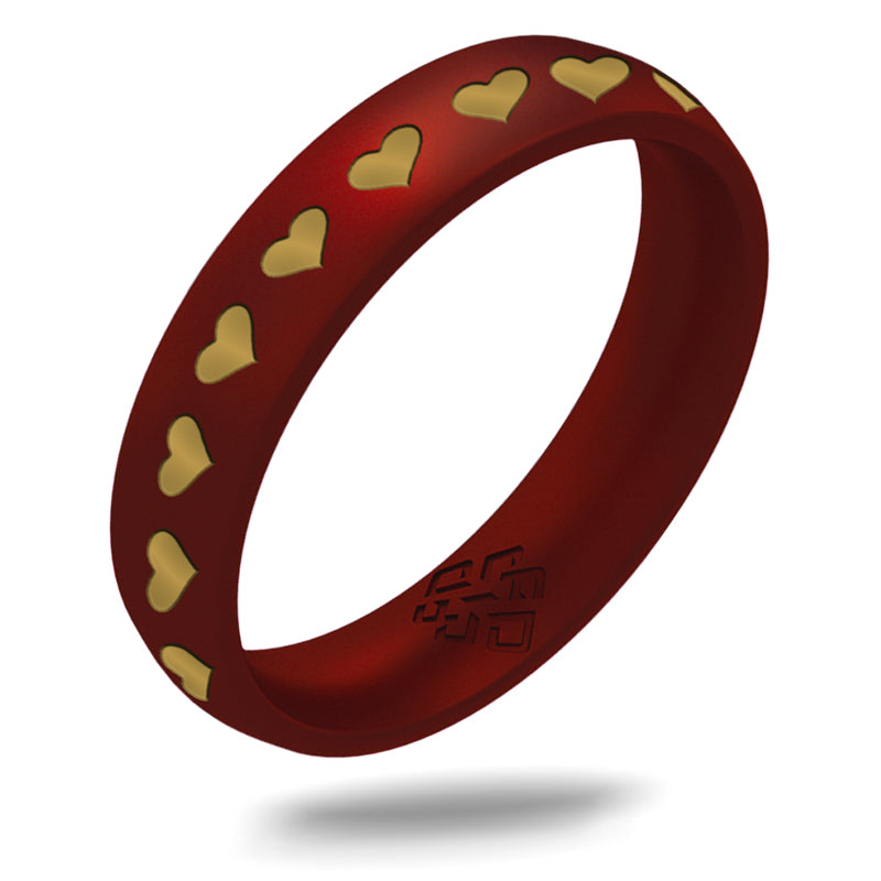 Hearts of Gold Silicone Ring, Engraved with Gold Inlay - Arc 4mm