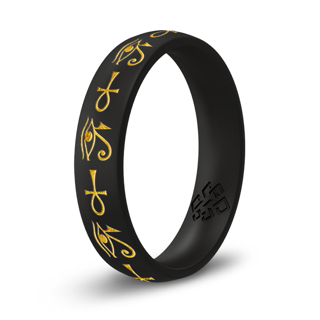 Eye of Horus & Ankh Silicone Ring - Arc 4mm