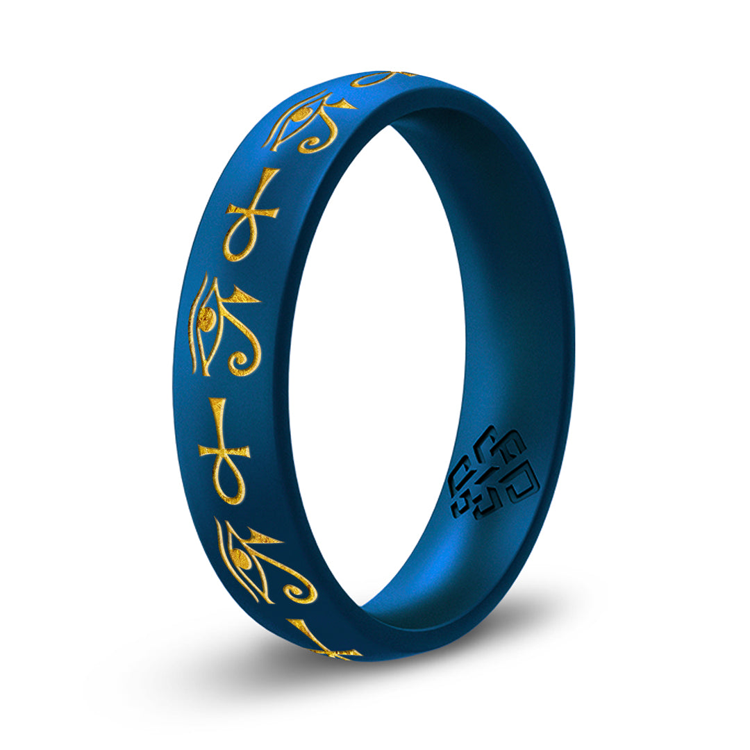 Eye of Horus & Ankh Silicone Ring - Arc 4mm