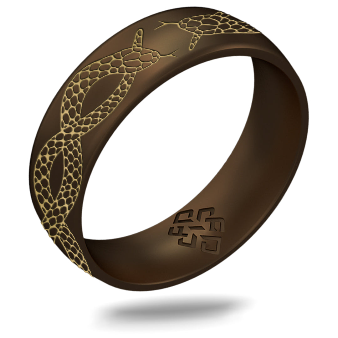 Gold Snakes Silicone Ring, Arc 6mm Engraved